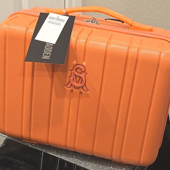 Steve Madden Fanatic Collection SM Logo Hard Side Cosmetic Case- Ocean Coral - Picture 4 of 10